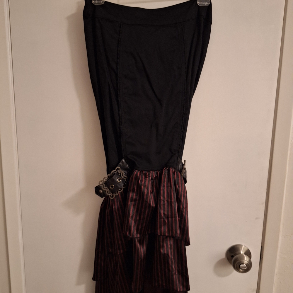 Blacklist By Lip Service Black Steampunk Goth With Buckles Full Length Skirt